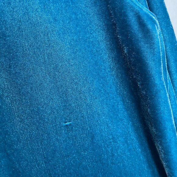 Soft Surroundings Velvet Top Blouse Button-Up Stretch Sz Medium Teal Long Sleeve - Picture 10 of 15